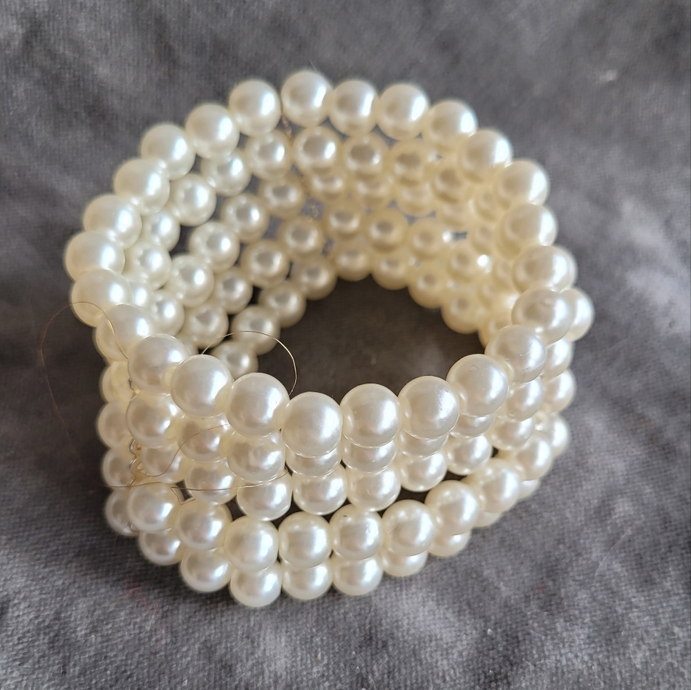 2/$12 4 strand faux pearl stretch bracelet cuff